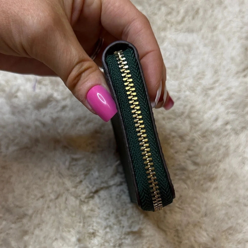 Tory Burch Emerald Stone Emerson Coin Case and Gold Zip Wallet